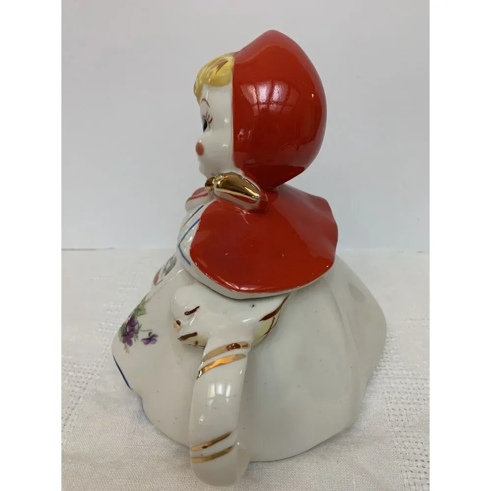 MCM Hull Little Red Riding Hood Tea Pot Set Red & White Ceramic 6 Pieces